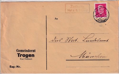 DR - Toepen Hof a.S. 2 Land Landpost-Ra2 Brief Isaar - München 1934