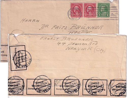 USA - New York 1937 Brief n. Hof - rs. Vershcluss Devisenkontrolle Hof