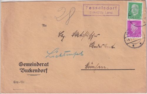 DR - Fesselsdorf Scheßlitz Land Landpost-Ra2 Brief Buckendorf - München 1931