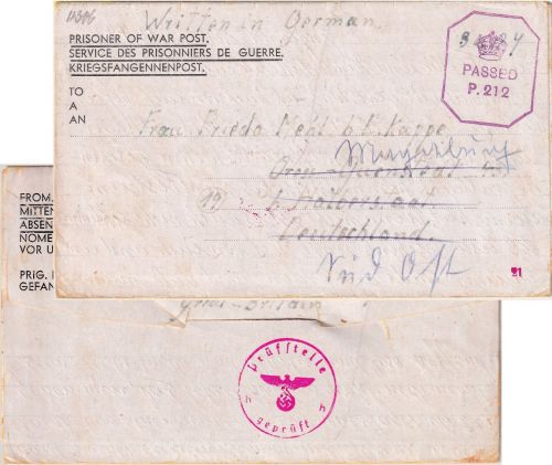 England - POW Camp No.22 Kriegsgefangenenbrief n. Gross-Quenstedt 1944