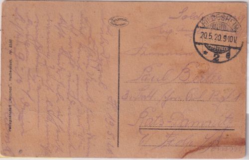 DR - Hildesheim 20.5.20 Feldpostkarte/Grenzschutz Ost n. Rats-Domnitz/Pommern