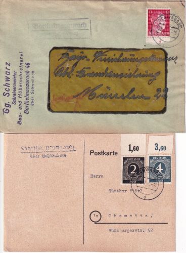 Schwabach - Landpoststellen Sammlung (33 versch. Belege) aus 1938/1961