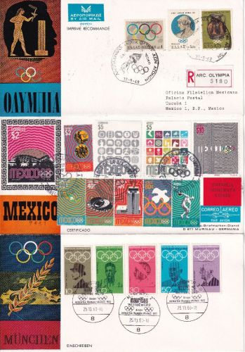BRD/Griechenland/Mexiko - Olympiade Klappkarte Lupo-Einschreiben 1968