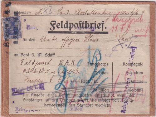 DR - 20 Pfg. Germania Feldpostpäckchen-Vds. L2 Berlin N4 - VI.Armeekorps 1916