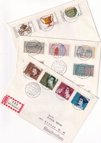 BRD - Emsdetten 1975/76 3 FDC (Eilboten, 2x Einschreiben)