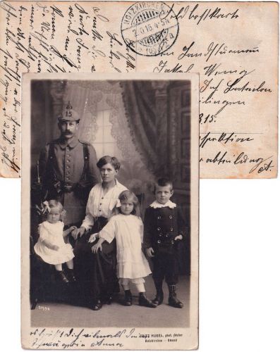 Bayern - Holzkirchen 1916 Feldpostkarte/priv. Foto-AK (Familie/Soldat) ins Feld