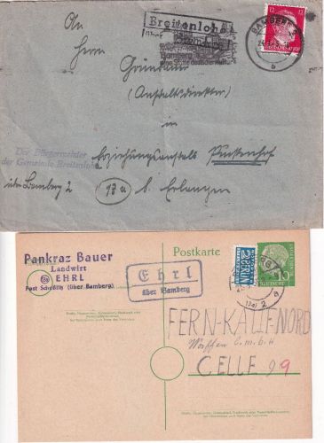Bamberg - Landpoststellen Sammlung (18 versch. Belege) aus 1930/1963