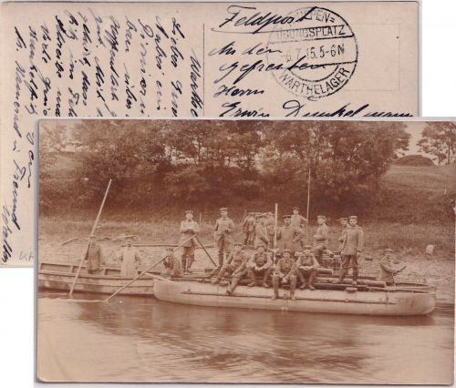 DR - Truppen-Übungsplatz Warthelager 1915 Feldpostkarte/AK Pioniere Brückenbau