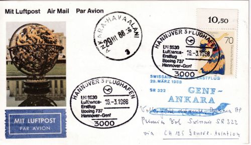 BRD - Lufthansa/Swissair Doppel-Erstflug Hannover Genf Ankara 1988