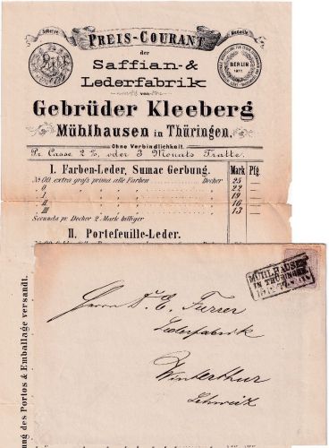 DR - 5 PfgE. Faltdrucksache i.d. SCHWEIZ Ra3 Mühlhausen i. Thüringen 1877