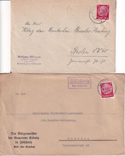 Kulmbach - Landpoststellen Sammlung (12 versch. Belege) aus 1937/1946