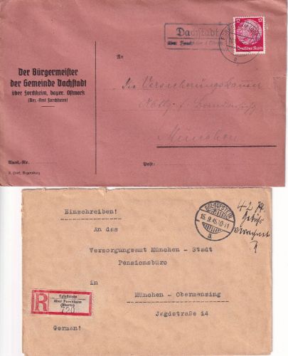 Forchheim - Landpoststellen Sammlung (11 versch. Belege) aus 1936/1960