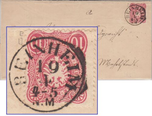 DR - Reinheim 19/4 nachv. Th&T-K1 Brief n. Michelstadt 1879