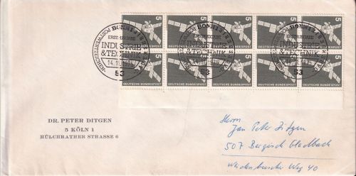 BRD - 5 Pfg. I&T 10er-Block Brief/FDC ESST Bonn - Bergisch Gladbach 14.11.75