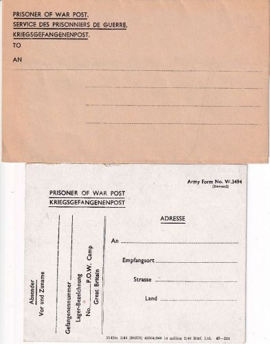 England - Kriegsgefangenenkarte u. Faltbrief 2 Belege - ungebraucht