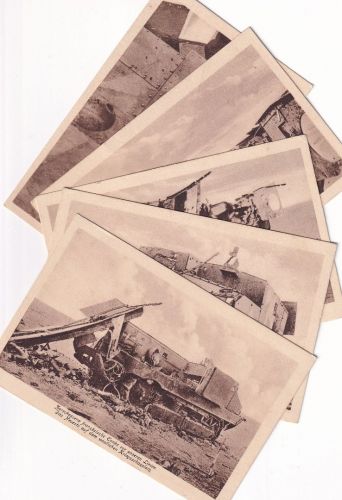 DR - Zerstörte franz. Panzer 5 Ansichtskarten/Feldpost Württ. Inf.Rgt. 479 1917