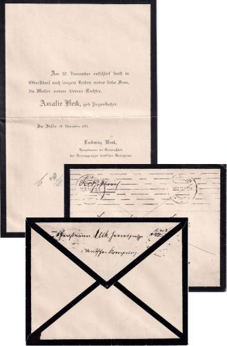 DR - Hauptmann Ludwig Beck Trauerbrief/Feldpost Bremen - 8. Inf.Div. 20.11.17