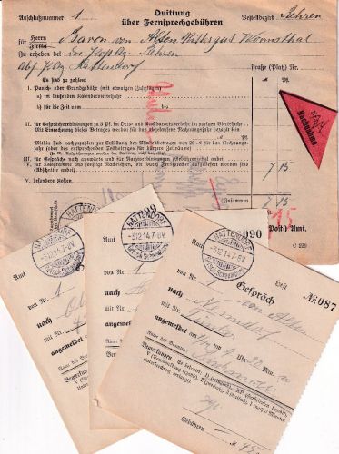 DR - Hattendorf 1919 Nachnahmebrief m. Fernsprech-Quittungen