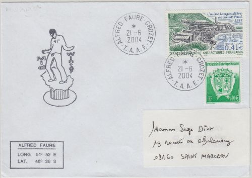 TAAF - Alfred Faure Crozet Mid Winter Cachet Brief 2004