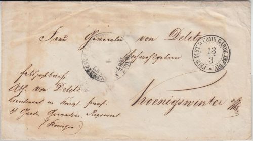 Preussen - Dt./Dän. Krieg 1864 Feldpost d. Comb.Garde Inf Div 13/3 Feldpostbrief