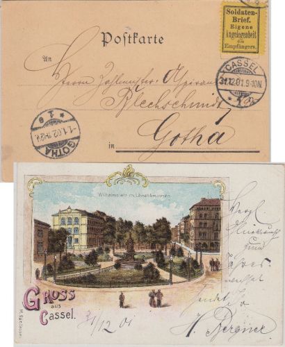 DR - Kassel 1900 Soldatenbrief - Eigene Angelegenheit... Vignette Farblitho-AK