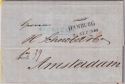 Hamburg/Niederlande - 1849 Francobrief "Franco tout" n. Amsterdam