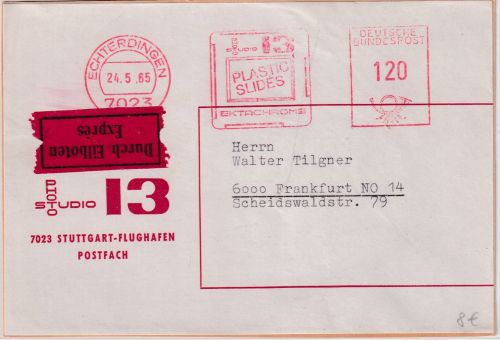 BRD - Echterdingen 1965 120 Pfg. AFS "Photostudio13" Eilbrief-Vds. bis 250g