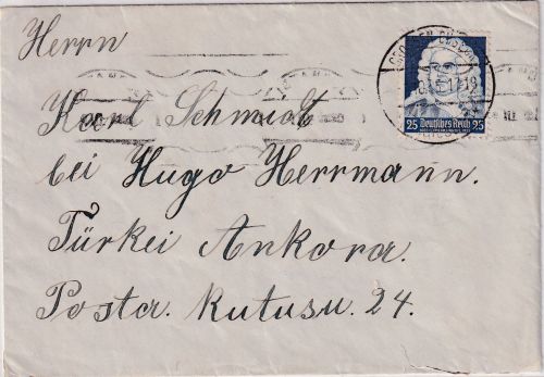 DR - 25 Pfg. Händel Brief i.d. TÜRKEI Grossen-Buseck - Ankara1935