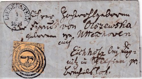 Thurn&Taxis - 9 Kr. geschn. Brief Ring 257 K1 Liebenstein 4/2 1861 n. Eichholz