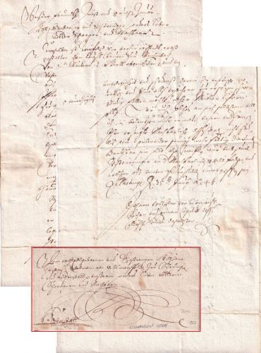 Württemberg - Ellwangen 1748 Schnörkelbrief n. Hohenstatt (?) - mit Inhalt