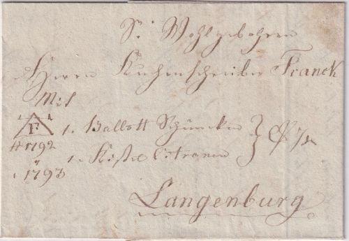 Württemberg - Heilbronn Paketbeleitbrief n. Langenburg 1824 - mit Inhalt