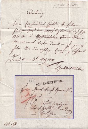 Württemberg - v. Bessigheim L1 Portobrief Dornstett - (Rhein)Bischoffsheim 1825