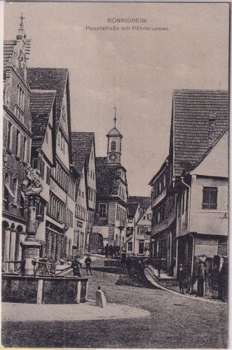 Württemberg - Bönnigheim Hauptstraße m. Röhrbrunnen sw-AK Stpl. Freudental 1917