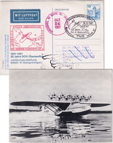 BRD - Markgröningen 1981 50 J. DoX-Überseeflug 70 Pfg. B&S Privatganzsache n USA