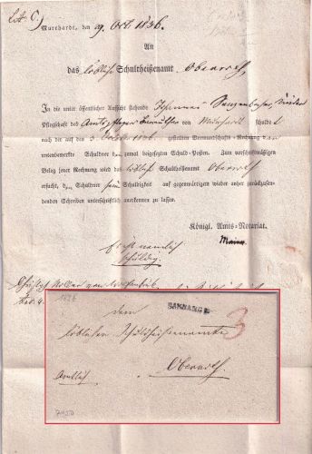 Württemberg - Baknang L1 Dienstbrief Murrhardt - Oberroth (?) 1836