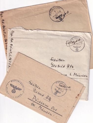 DR - 3 Feldpostbriefe Fp.Nr. 16729) Jul/Nov 1943 n. Puchheim b. München