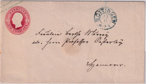 Hannover - 1 Gr. Georg V. Ganzsache/Brief K2 Göttingen - Hannover