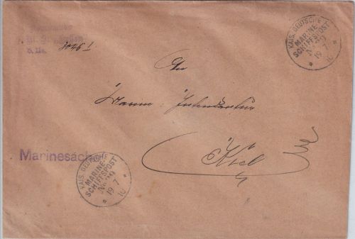 DR - Marineschiffspost No.39 (SMS Hessen) Brief (Verbandsreise Norwegen) n. Kiel