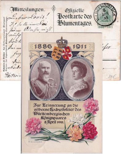 DR - Blumentag 1886-1911 5 Pfg. Privatganzsache K1 Wilhelmsglück - Gelbingen