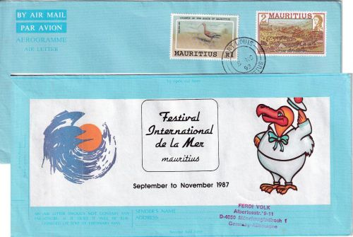 Mauritius - 2 R. Aerogramme + Zusatz "Festival Int. de la Mer" Port Louis 1992
