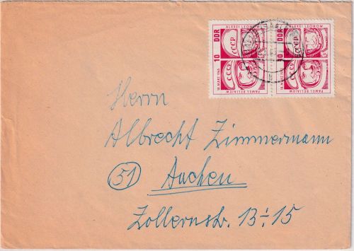 DDR - 2x10 Pfg. Raumschiff Woschod Brief Halle - Aachen 1965