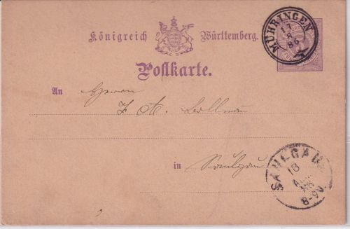 Württemberg - Mühringen 17.8.86 K3 5 Pfg. Ganzsache n. Saulgau