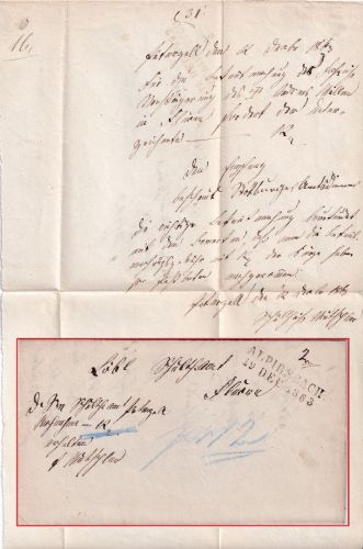 Württemberg - Alpirsbach 19 DEC 1863 L2 Nachnahmebrief n. Fluorn
