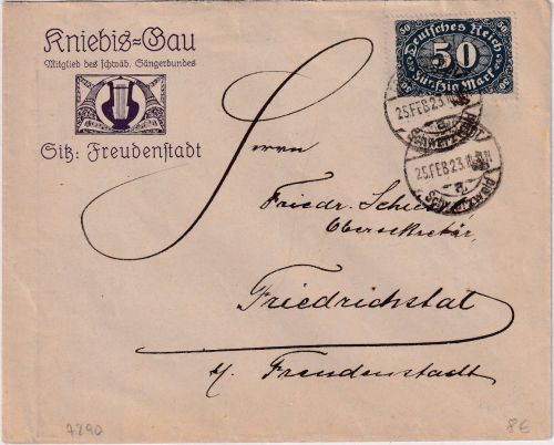 DR-Infla - 50 M. Queroval Firmenbrief Freudenstadt - Friedrichstal 25. FEB 23