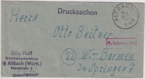 All.Bes. - Altbach 4. MRZ 46 nachv. württ. K1 Drucksache n. Wuppertal