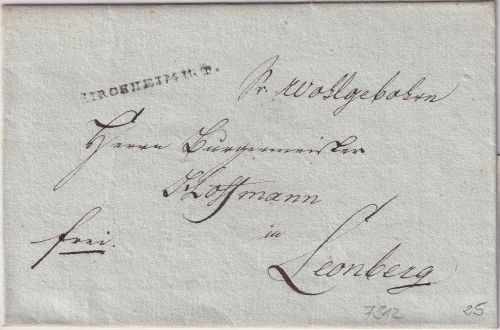 Württemberg - Kirchheim U.T. L1 Francobrief n. Leonberg ca. 1810