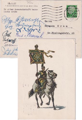 Württemberg - Dragoner-Regiment "König" Jubiläumskarte 1805/1955 Empfänger !!