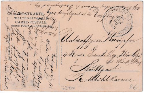 Württemberg - Geislingen (Steige) Bahnhof portofreie Soldatenkarte 1906