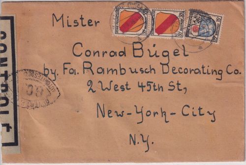 FZ-Allg. - G.C.D. Spitzoval-Zensurstempel Brief i.d. USA Maxdorf - NY 5.4.46