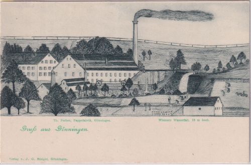 Württemberg - Gönningen Pappefabrik Ferber sw-AK ungelaufen ca. 1900
